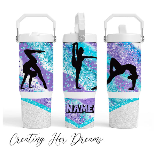 Gymnastics Blue Glitter Silhouette 30oz Tumbler